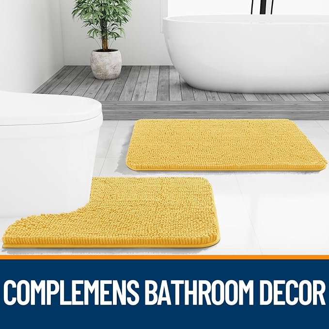 OLANLY Bathroom Rugs 36x24, Extra Soft Absorbent Chenille Bath Rugs, Rubber