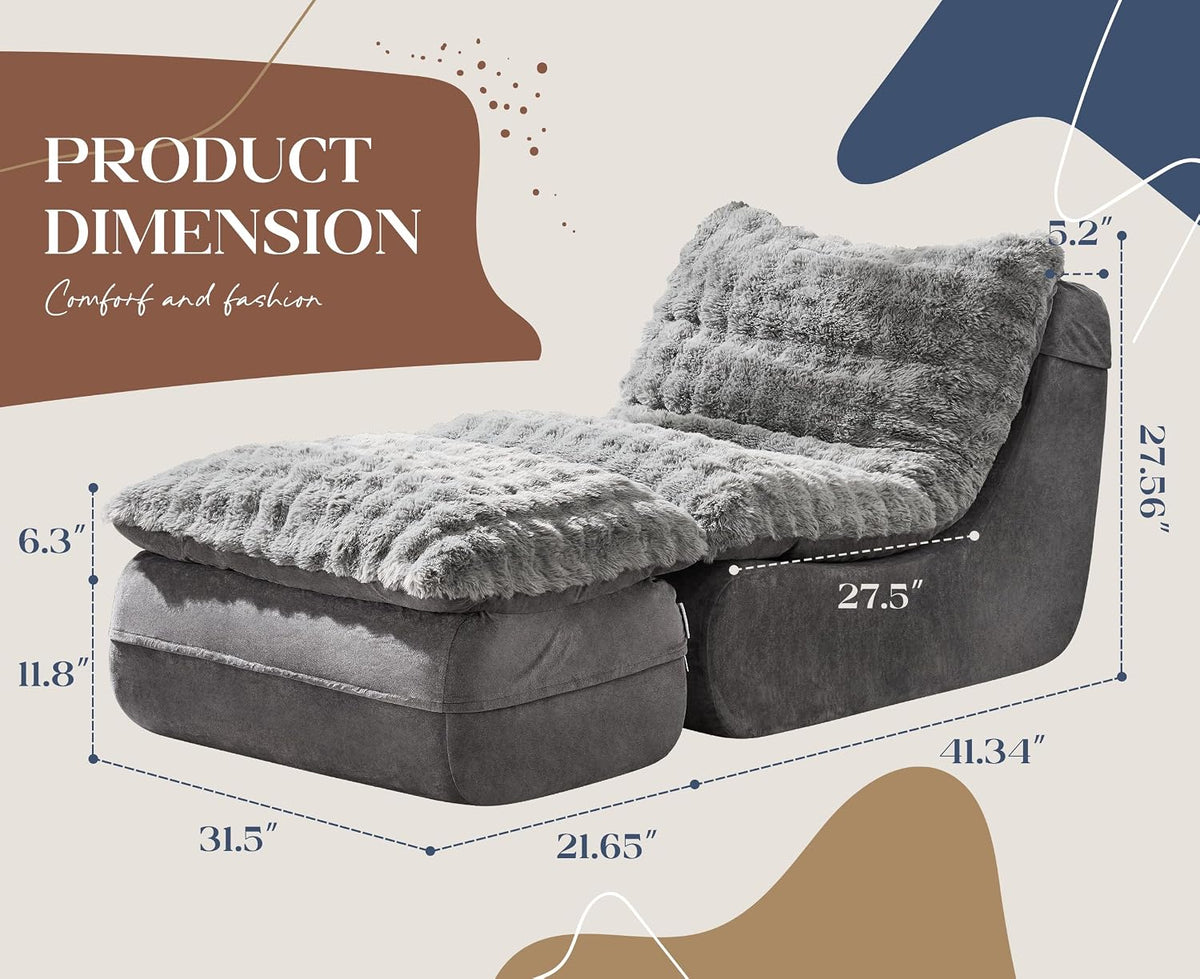 Hobestluk Small Couch Sofa Chaise Lounge Chair Recliner Chair with Footrest