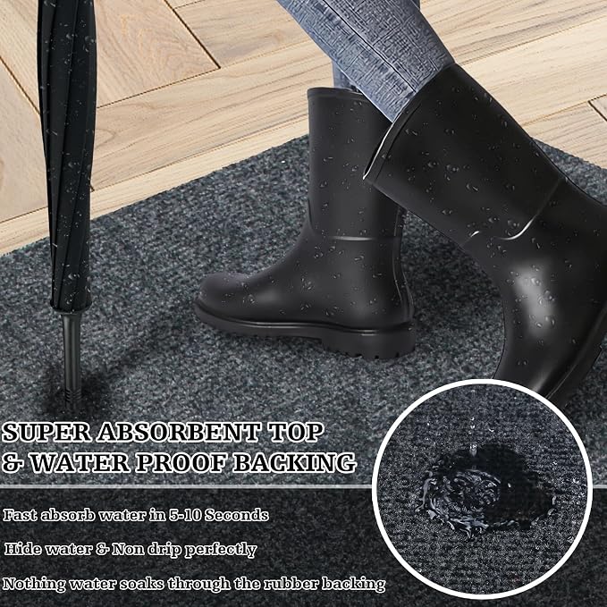 Doormats Outdoor and Indoor Ultra Thin Design, Strong Stain-Resistant Entryway