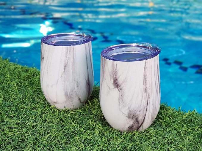 CHILLOUT LIFE 12 oz Stainless Steel Wine Tumblers 2 Pack