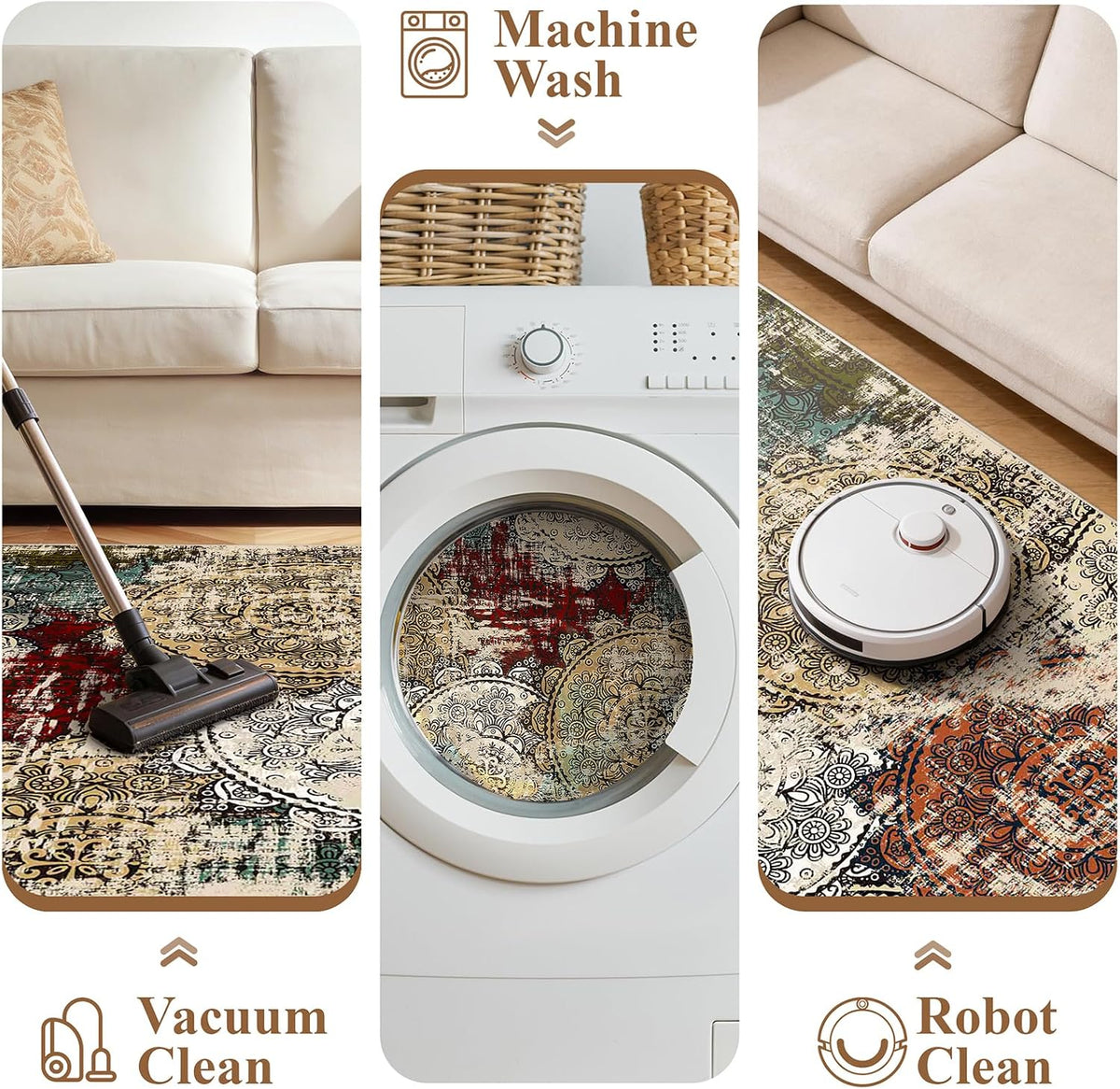 Washable 4x5 Area Rug Abstract: Red Soft Non-slip Mat Bathroom Households