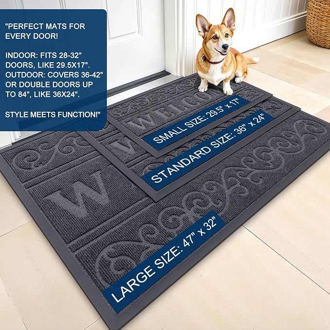 OLANLY Welcome Door Mat Indoor Outdoor Entrance, Heavy Duty Sturdy Front Door