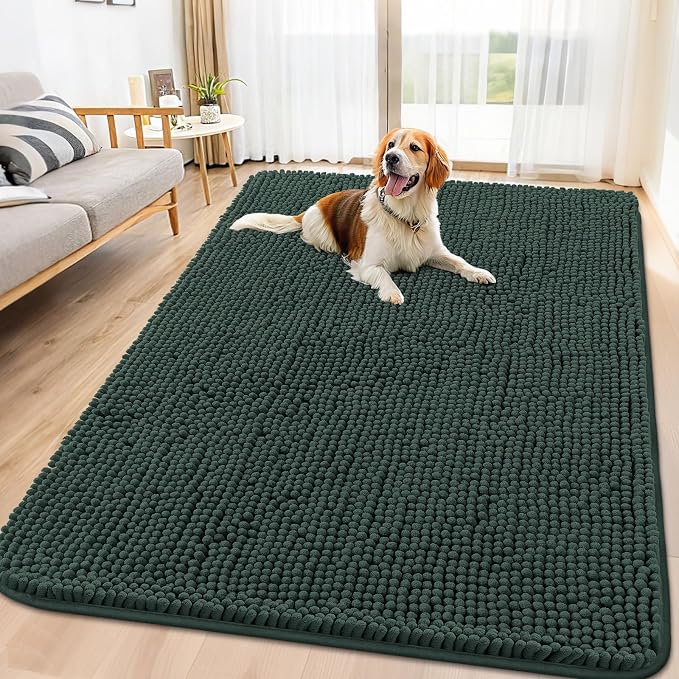 Smiry Dog Door Mat for Muddy Paws 71x46, Absorbent Dirt Trapper, Non-Slip
