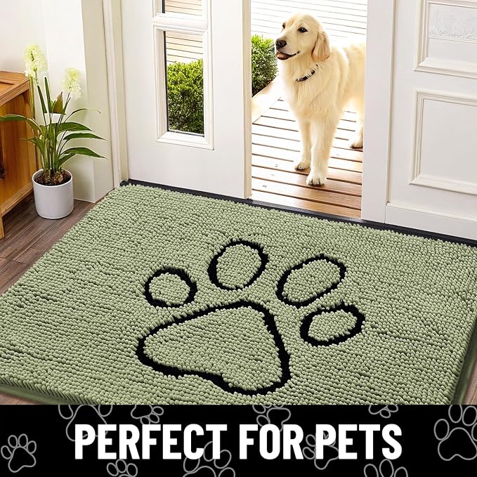 Smiry Dog Door Mat for Muddy Paws, Absorbent Dirt Trapper Non Slip Quick Dry