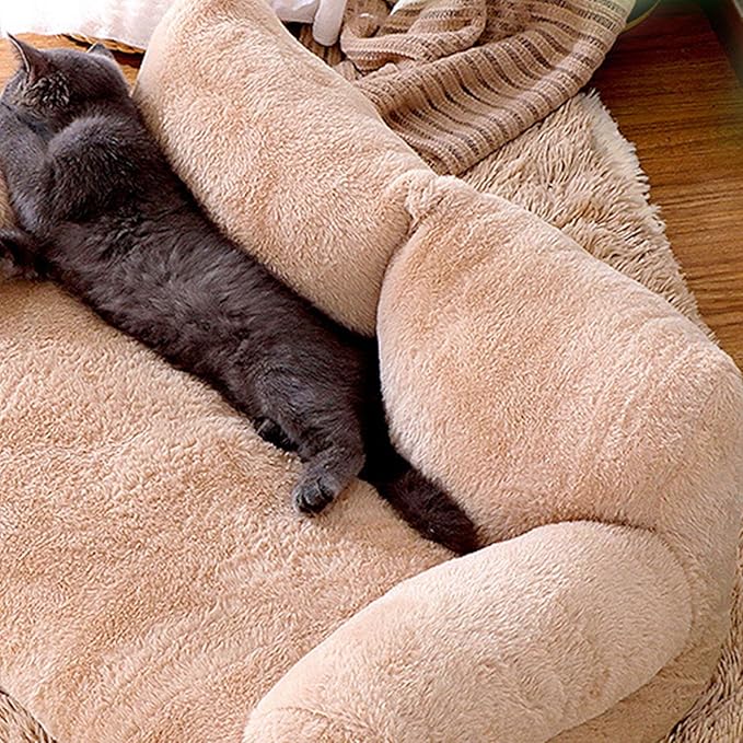 Pet Sofa Bed, Cat and Dog Couch Bed with Removable Washable Cover, Soft Plush Warm Pet Furniture with Anti Skid Bottom for Indoor Cats and Small Dogs (XXL)