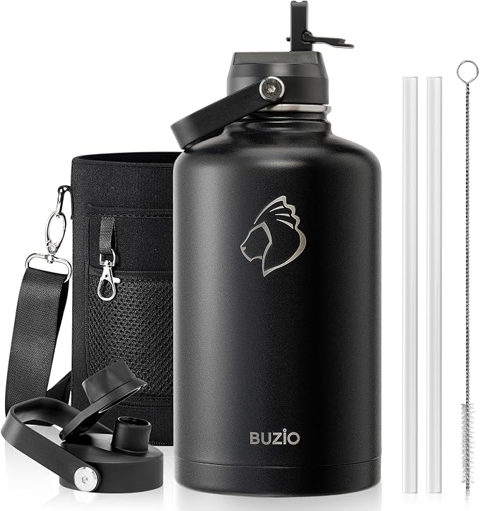 BUZIO 87oz Insulated Water Bottle Triple Wall Vacuum Stainless Steel | Half