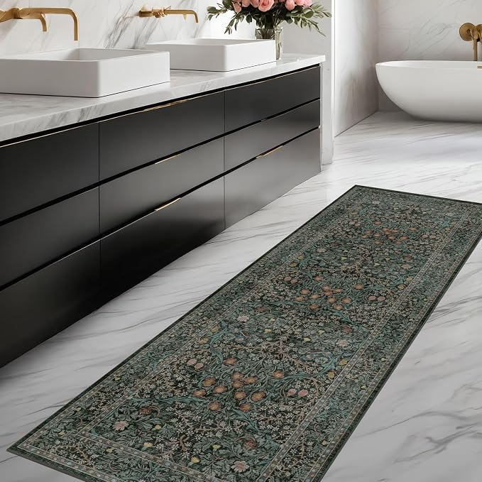Non Slip 2x6 Kitchen Runner Rug Washable, Rubber Backed Bathroom Runner