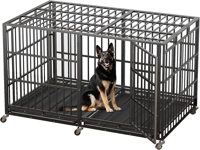 78 Inch Heavy Duty Dog Crate Indestructible XL Steel Escape Proof, Indoor High Anxiety Cage Kennel with Wheels, Removable Tray, Extra Large Kennel XL XXL