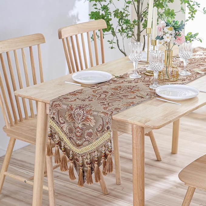 Luxury Vintage Table Runner Embroidery Jacquard Fabric