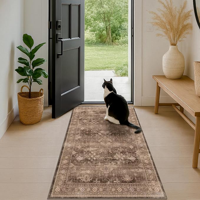 Brown 2x5 Entryway Runner Rugs, Small Runners