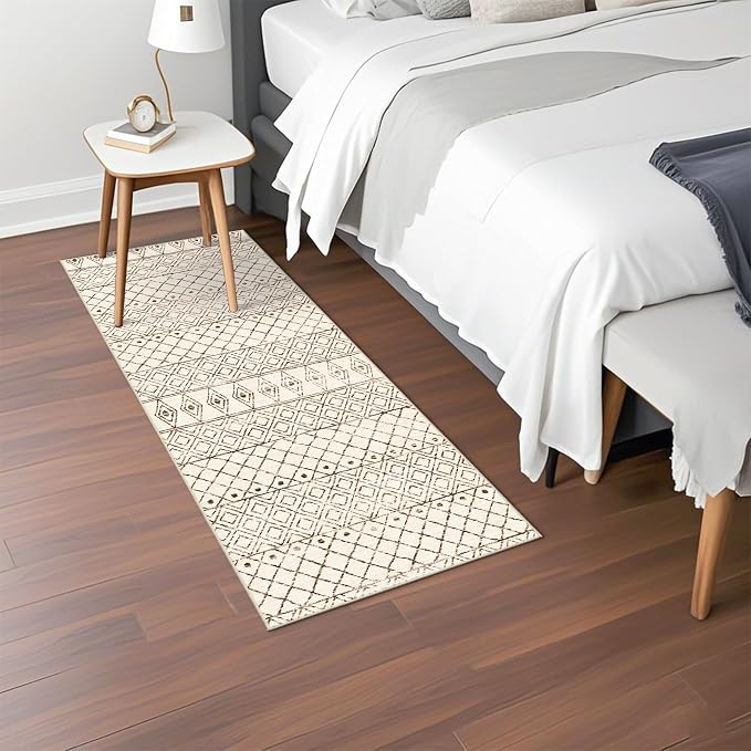 2x5 Rug Runner Boho Geometric: Washable Hallway Moroccan Runners
