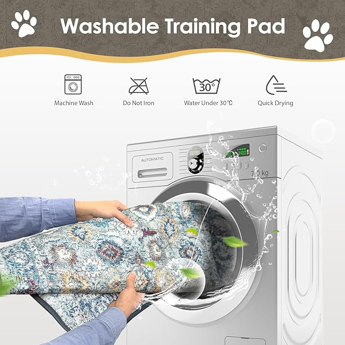 Washable Pee Pads for Dogs 2 Pack, 36" x 24" Reusable Puppy Pads Waterproof, Super Absorbent Dog Rugs, Leakproof, Dog Crate Pad, Playpen Mat, Whelping Pads, Vintage