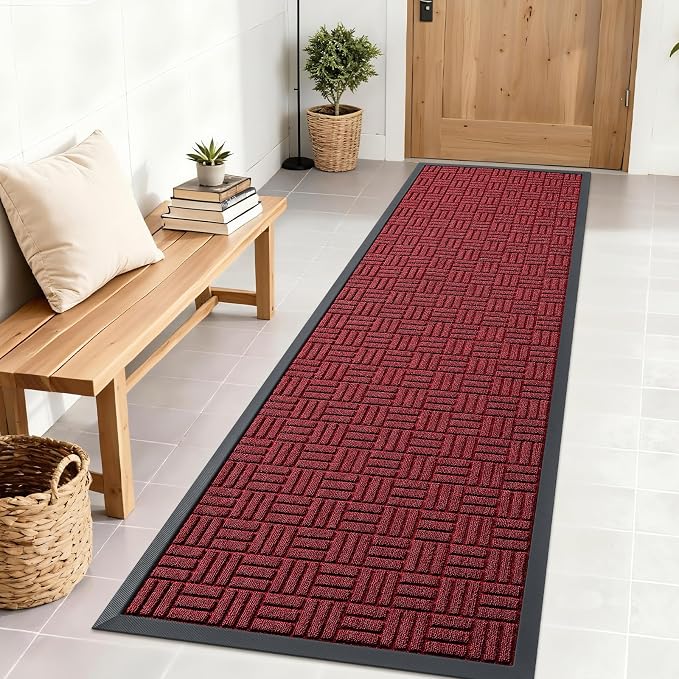 OLANLY Front Door Mat Outside Entrance 71x23, Heavy Duty Sturdy Natural Rubber