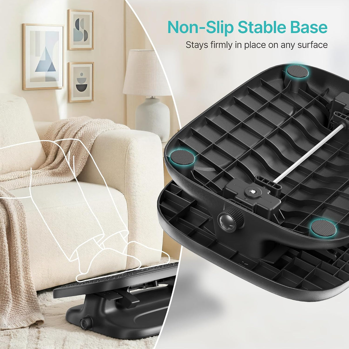 PEGZONE Foot Rest Under Desk with Massage, Ergonomic Stepless Adjustable
