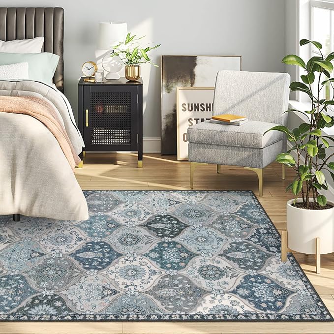 Lahome Moroccan Machine Washable Area Rugs, 4x6 Rug