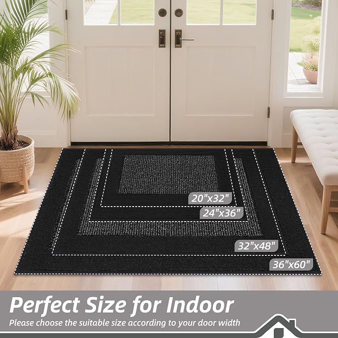 BEQHAUSE Indoor Door Mat 24" x 36", Dirt Trapper Door Mats Non-Slip Entryway