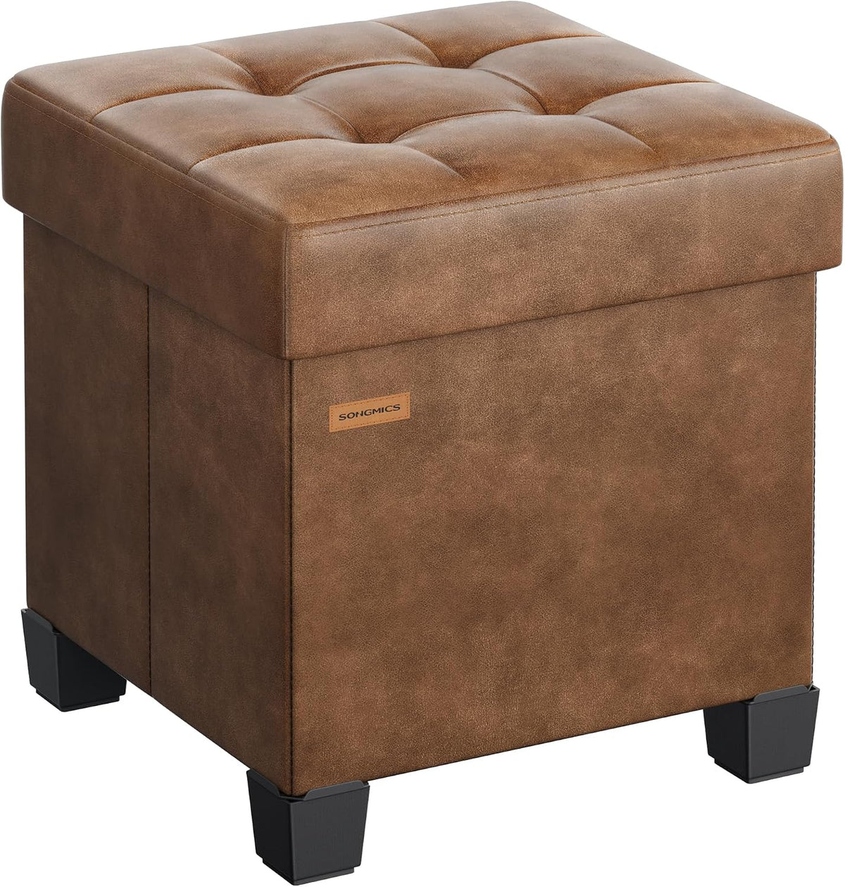 SONGMICS Small Storage Ottoman, 15 x 15 x 15.8 Inches, 9.8 Gal. (37 L)