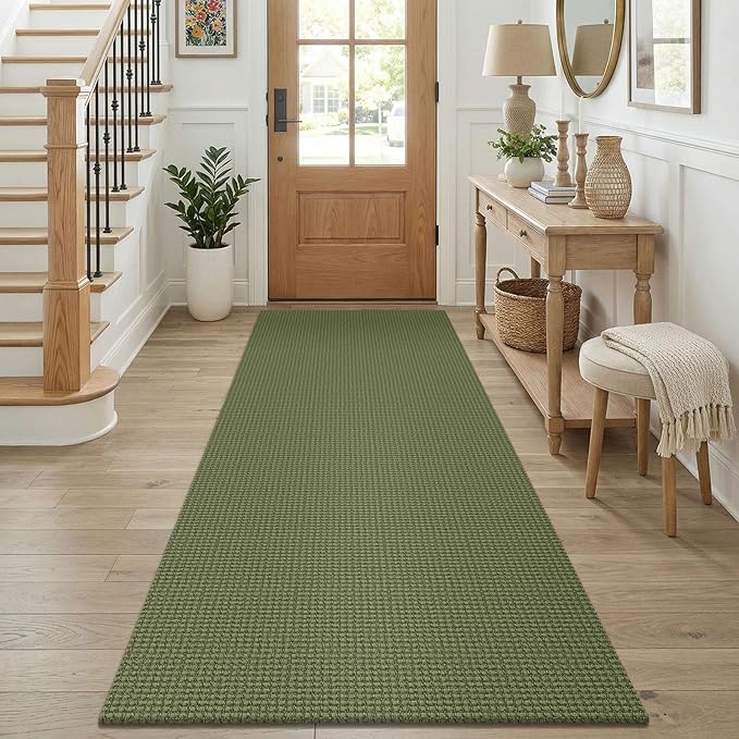 KOZYFLY Cotton Runners for Hallway 3x8, Wide Washable Runner Rug, Woven Non