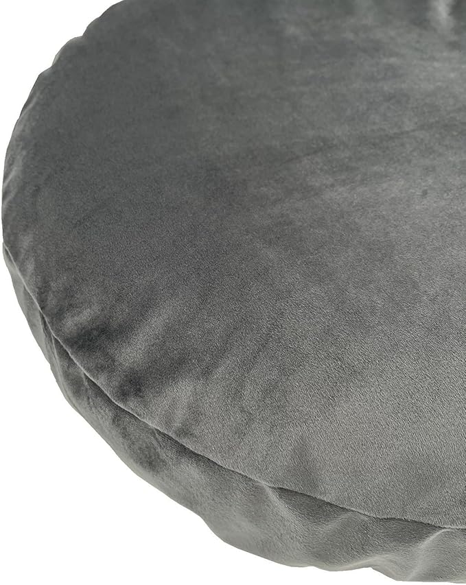 Round Dog Bed Slip Cover Washable 27 to 28 Inch Grey Velvet