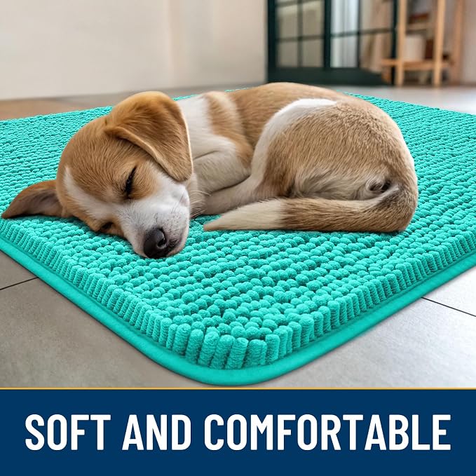 Smiry Dog Door Mat for Muddy Paws 59x32, Absorbent Dirt Trapper, Non-Slip
