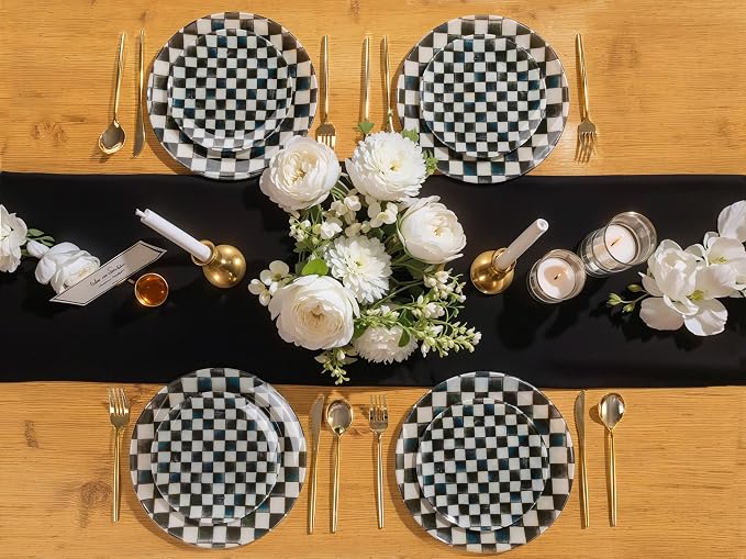 U-QE 20PCS Black Plastic Plates