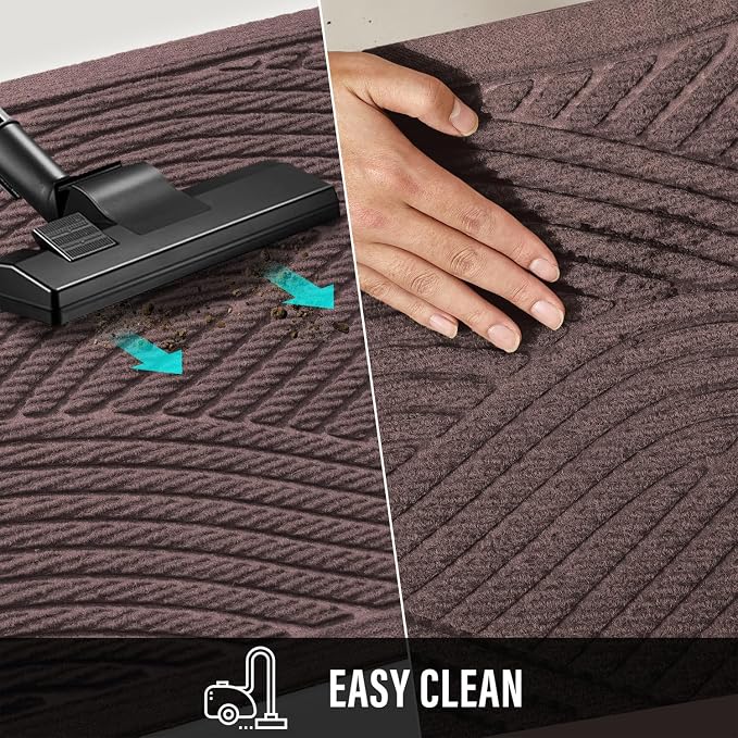 HIYARD Sturdy Front Door Mat, Absorbent Muddy Dirt Resist Welcome Door Mats