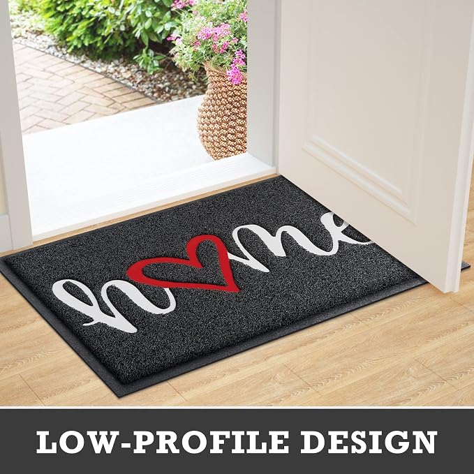 CozyBounty Black Door Mat Welcome Mats Home Non-Slip Doormat
