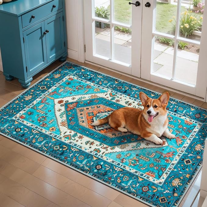 SERISSA 2x4 Boho Rugs for Entryway, Washable Non-Slip Kitchen Runner Rug