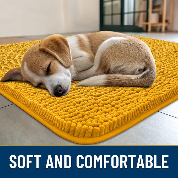 Smiry Dog Door Mat for Muddy Paws 40x32, Absorbent Dirt Trapper, Non-Slip