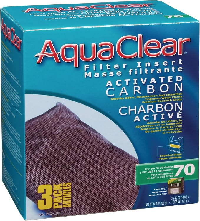 AquaClear 70 Activated Carbon Inserts, Aquarium Filter Replacement Media