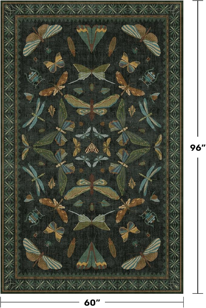 Hazo Haus Black and Green Rug 5x8
