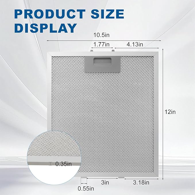 Range Hood Filter Replacement 12" x 10.5"W10169961A