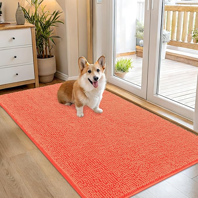 OLANLY Dog Door Mat for Muddy Paws 54x32, Absorbs Moisture and Dirt, Absorbent