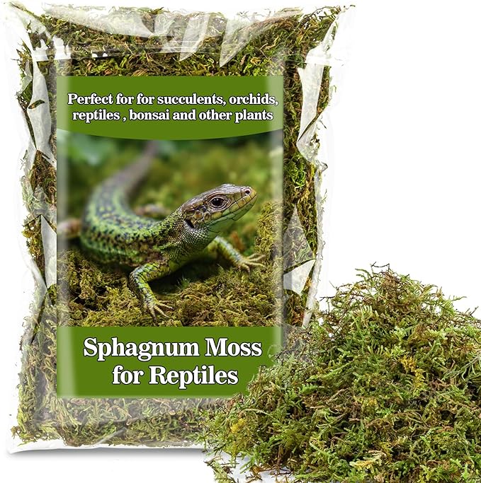 Sphagnum Moss for Reptiles - 5.5 OZ Reptile Peat Moss Terrarium Bedding Reptiles Lizard Substrate for Reptile Tank, Snake, Leopard Gecko, Ball Python, Crested Gecko, Turtle, Frog, Hamster