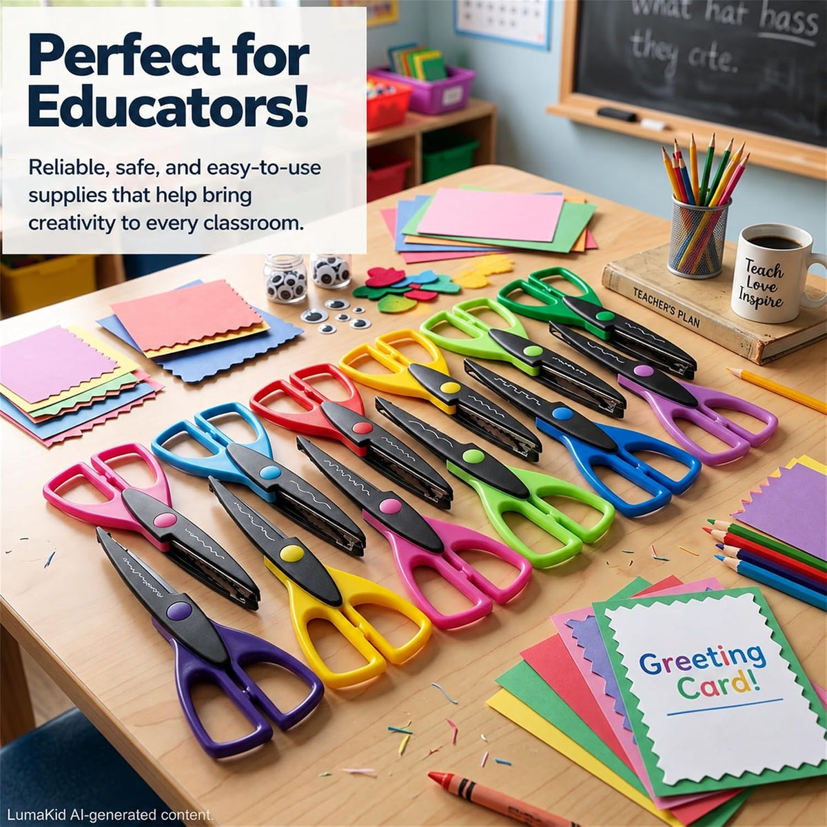 24 Pack Decorative Edge Craft Scissors, 12 Patterns, 6.5 Inch
