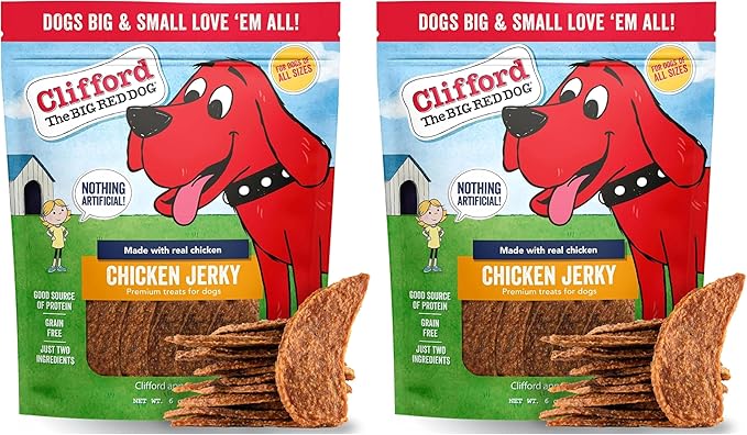 Clifford The Big Red Dog Soft Training Treats for Puppies and Dogs – Healthy, High Protein, Grain Free, Soft Puppy Treats for Small Dogs and Large – Real Chicken Jerky– 6oz (Pack of 2)