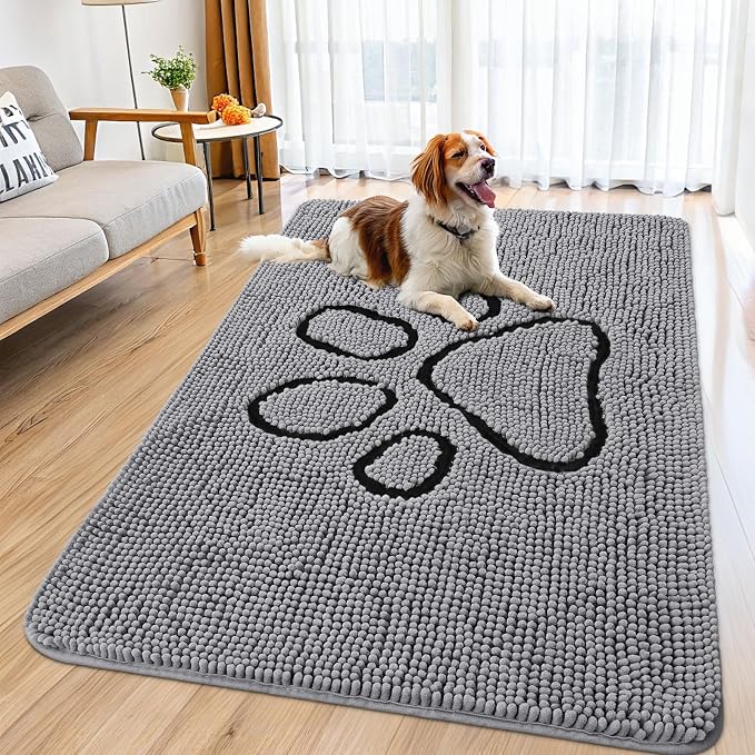 Smiry Dog Door Mat for Muddy Paws, Absorbent Dirt Trapper Non Slip Quick Dry
