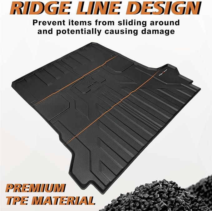 TripleAliners Truck Bed Mat Compatible with 2022 2023 2024 2025 GMC Hummer EV Pickup Accessories Vehicle Perfectly Flush All Weather Protection TPE Heavy Duty Pickup Car Bed Cargo Mat