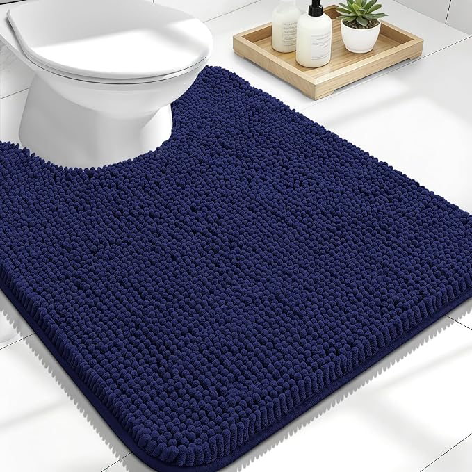 OLANLY Toilet Rugs U-Shaped 24x20, Extra Soft Absorbent Chenille Contour