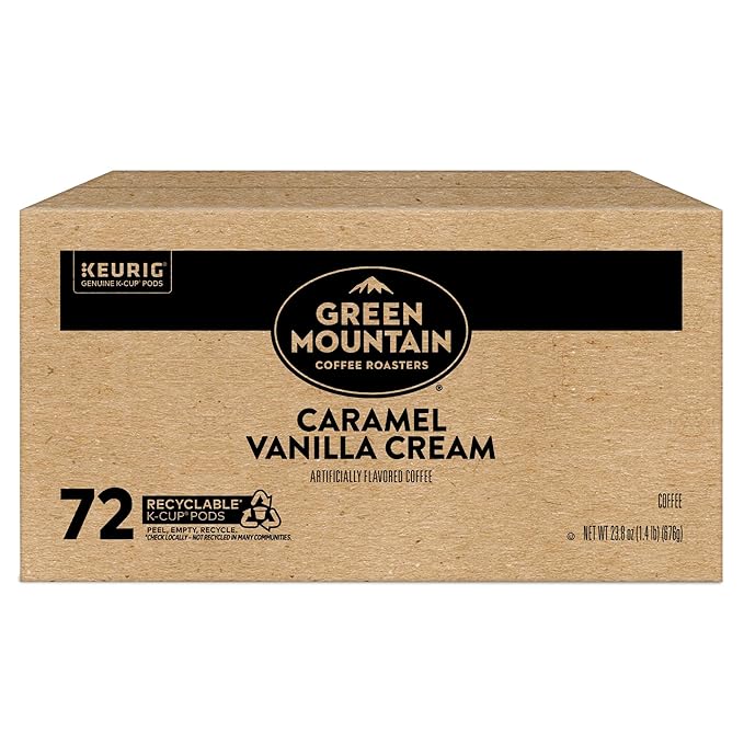 Green Mountain Coffee Roasters Caramel Vanilla Cream Keurig Single-Serve K-Cup pods, Light Roast Coffee, 72 Count