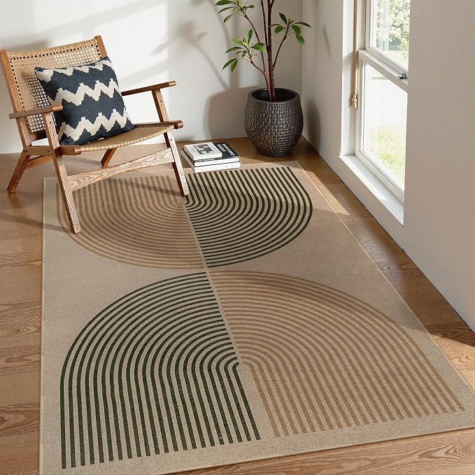 Lahome Enfys Modern Rainbow Easy Jute Rug, 4x6 Washable Rugs