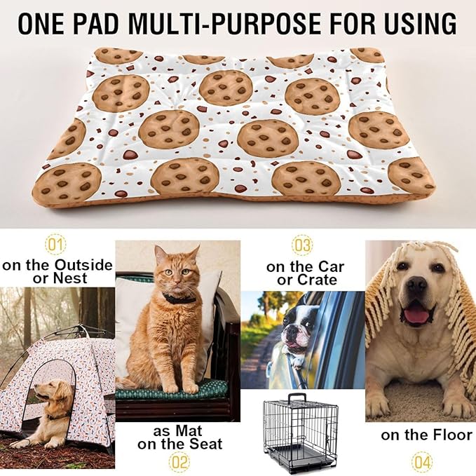 Cookies Pet Bed Cute Dog Bed Mat Absorbing Non Slip Pad Pet Sleeping Mat for Small, Medium, and Large Dogs Puppy Cat 24 in x 18 in