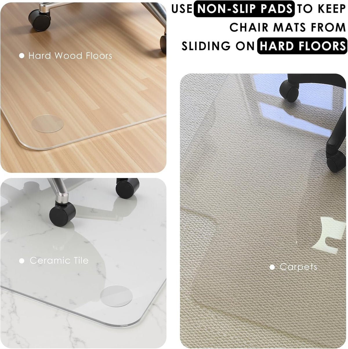 Kuyal 2 Pack 1/5" Thick Office Chair Mat, Heavy Duty Computer Chair Mat