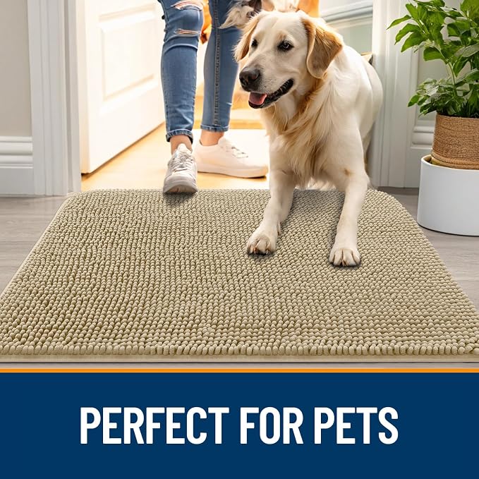 OLANLY Dog Door Mat for Muddy Paws 36x24, Absorbs Moisture and Dirt, Absorbent