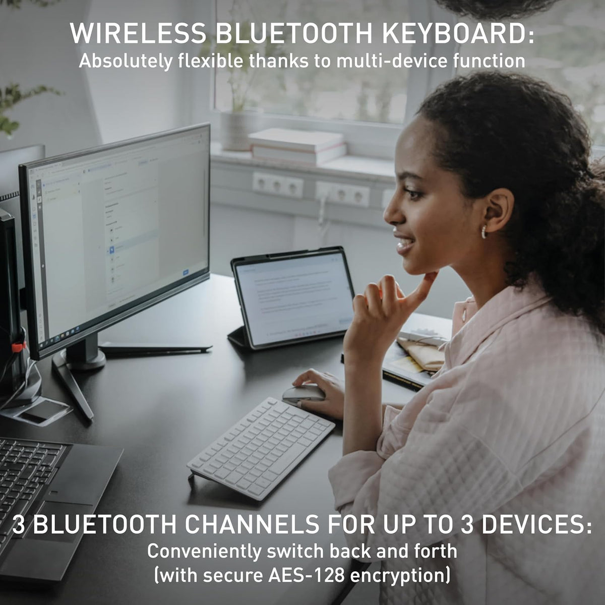 Cherry KW 7100 MINI BT Compact Wireless Keyboard, Cherry Blossom
