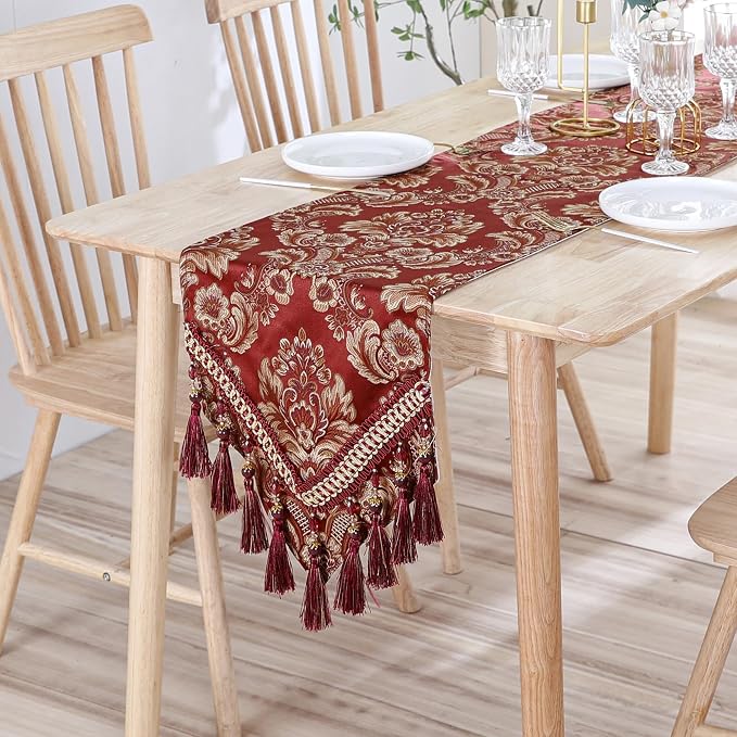 Luxury Vintage Table Runner Embroidery Jacquard Fabric