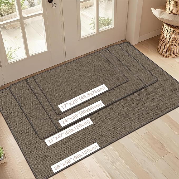 LEKEEPGO Ultra Thin Indoor Door Mat 24"x47", Low-Profile Door Mat Indoor