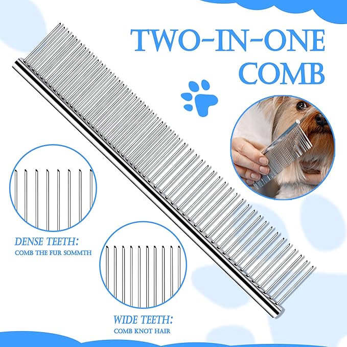 4 in 1 Cat Grooming Brush Self Cleaning Slicker Brush Dematting Tool for Dogs & Cats Haired Pets Skin Friendly, Deshedding Tool, Suitable for Pet Supplies Accessories, Blue