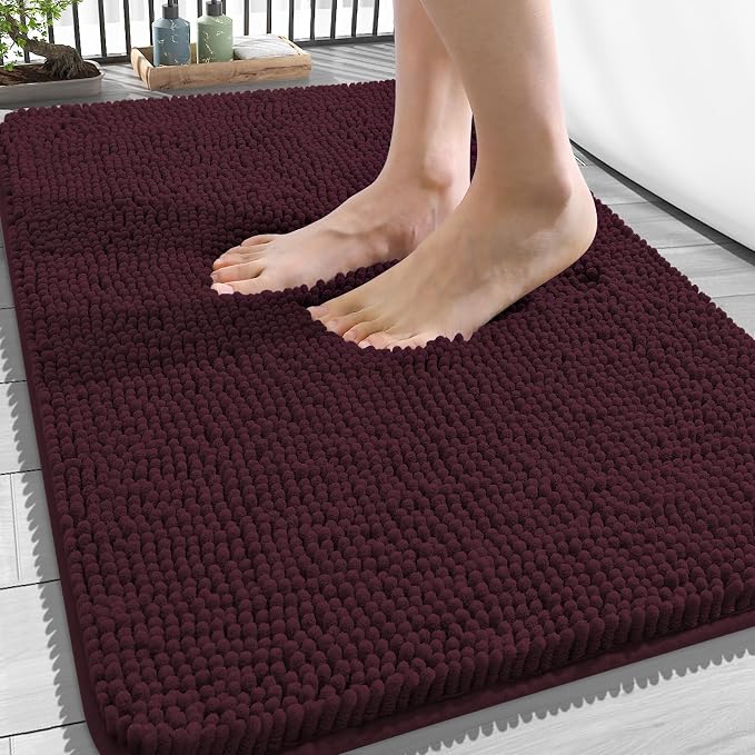 OLANLY Bathroom Rugs 34x21, Extra Soft Absorbent Chenille Bath Rugs, Rubber