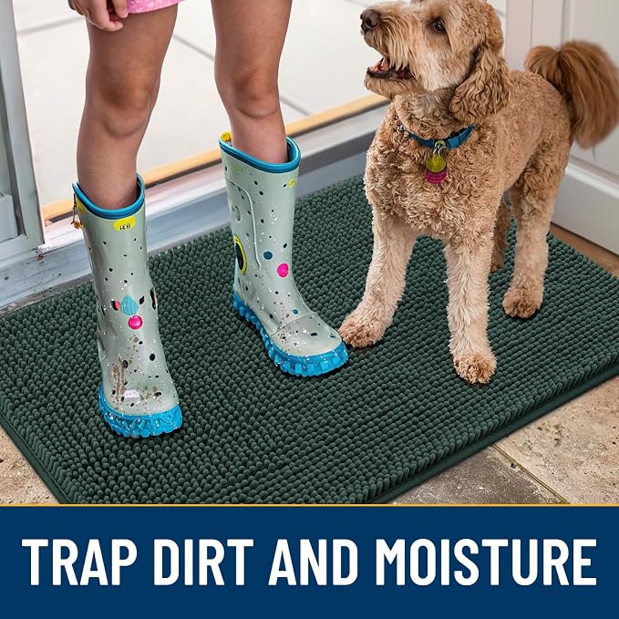 Smiry Dog Door Mat for Muddy Paws 47x32, Absorbent Dirt Trapper, Non-Slip